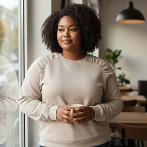 Cream Knit Top 2X Minimalist Old Money Style Short Sweater